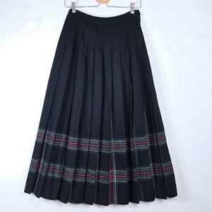 Vintage Pendleton Wool Tartan Plaid Pleated Midi Skirt Sz 6 Dark Academia Prep